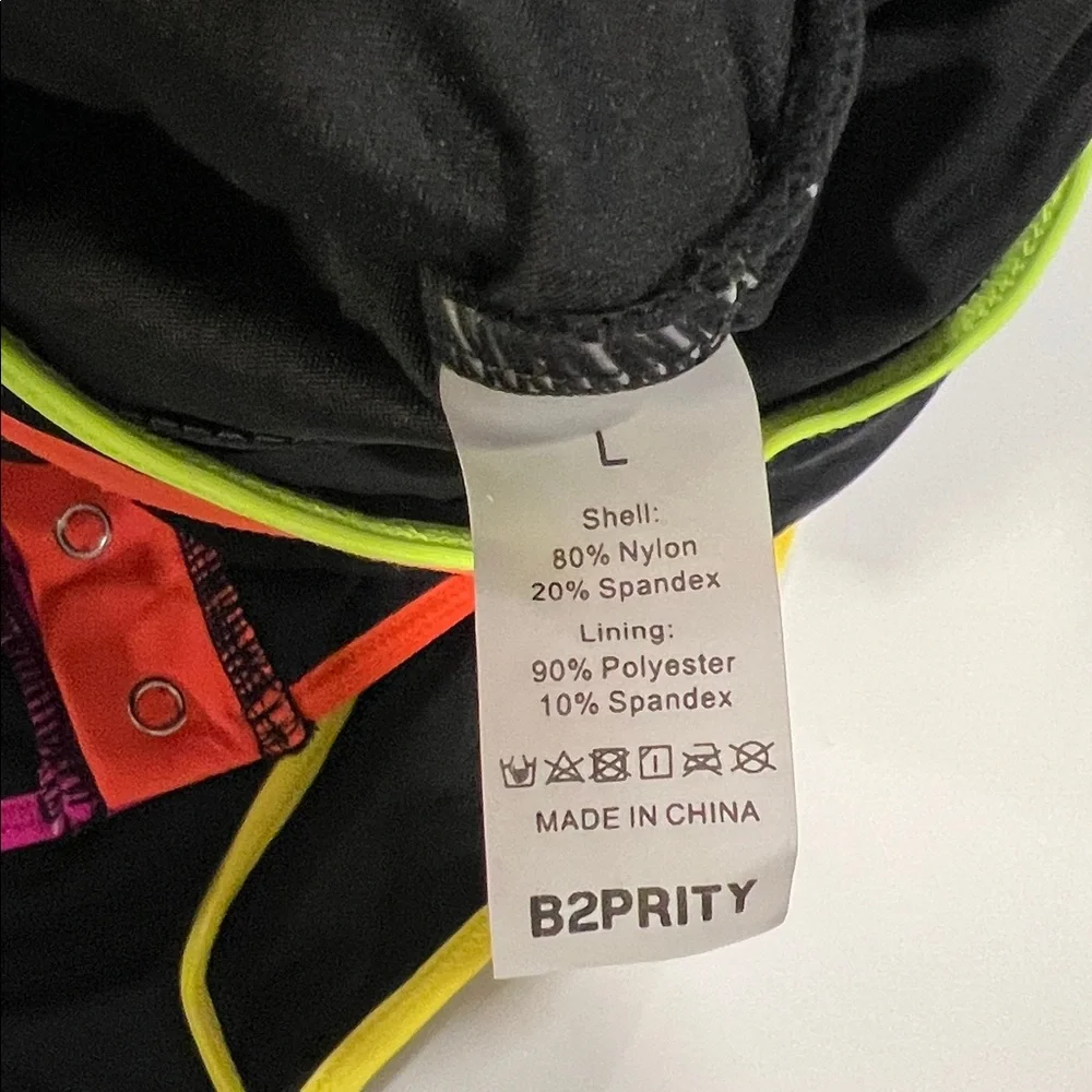 B2Prity - L, black a neon trimmed‎ suit, 1 piece
